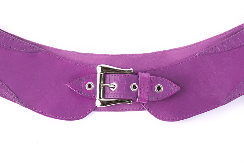 Mauve purple women's dress belt, matching pumps and bags. Made to measure - Florence KOOIJMAN